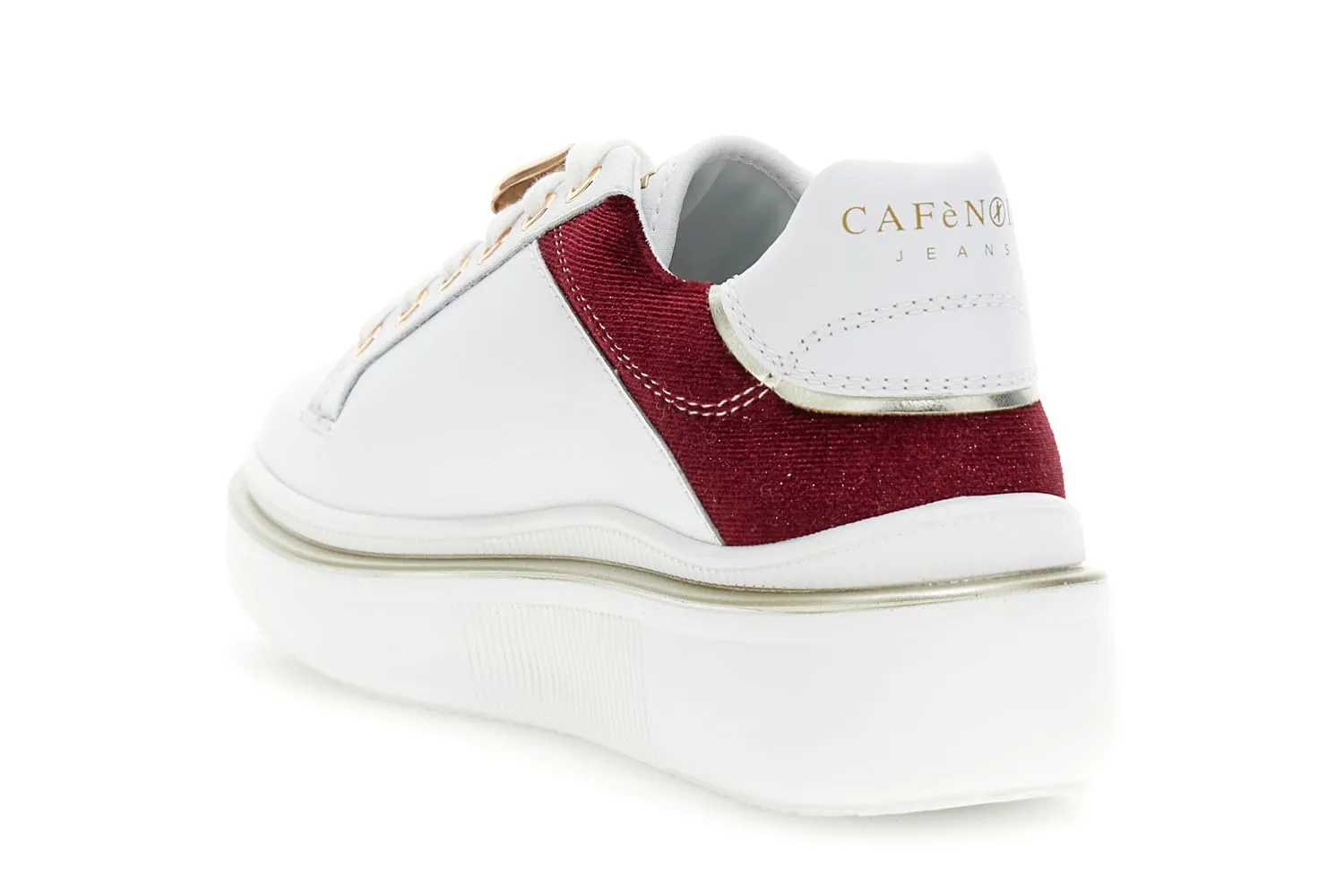 CafèNoir Sneaker Pelle Velluto Scarpe Donna 39 Bianco Bordeaux