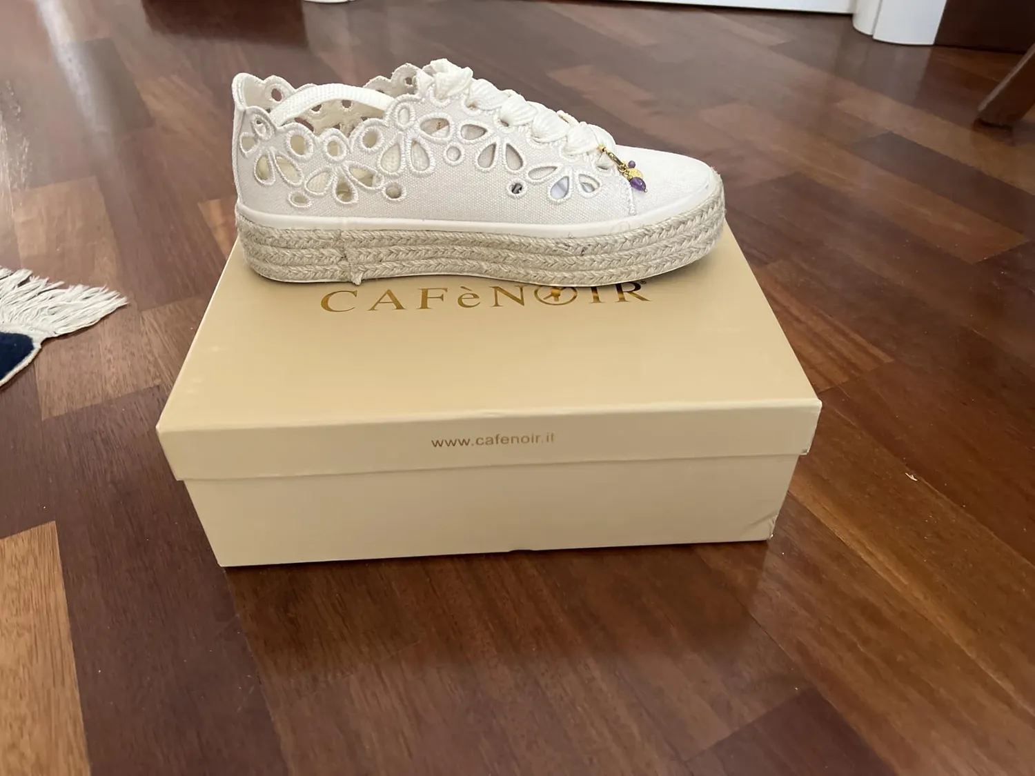 CafèNoir Sneakers Donna Traforate Beige Tessuto