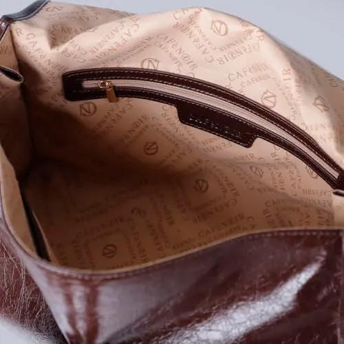 CafèNoir Borsa a Mano Lucida Burgundy con Pattina