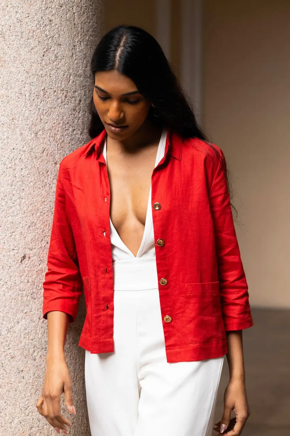 Figus Amalfi camicia lino rossa 46