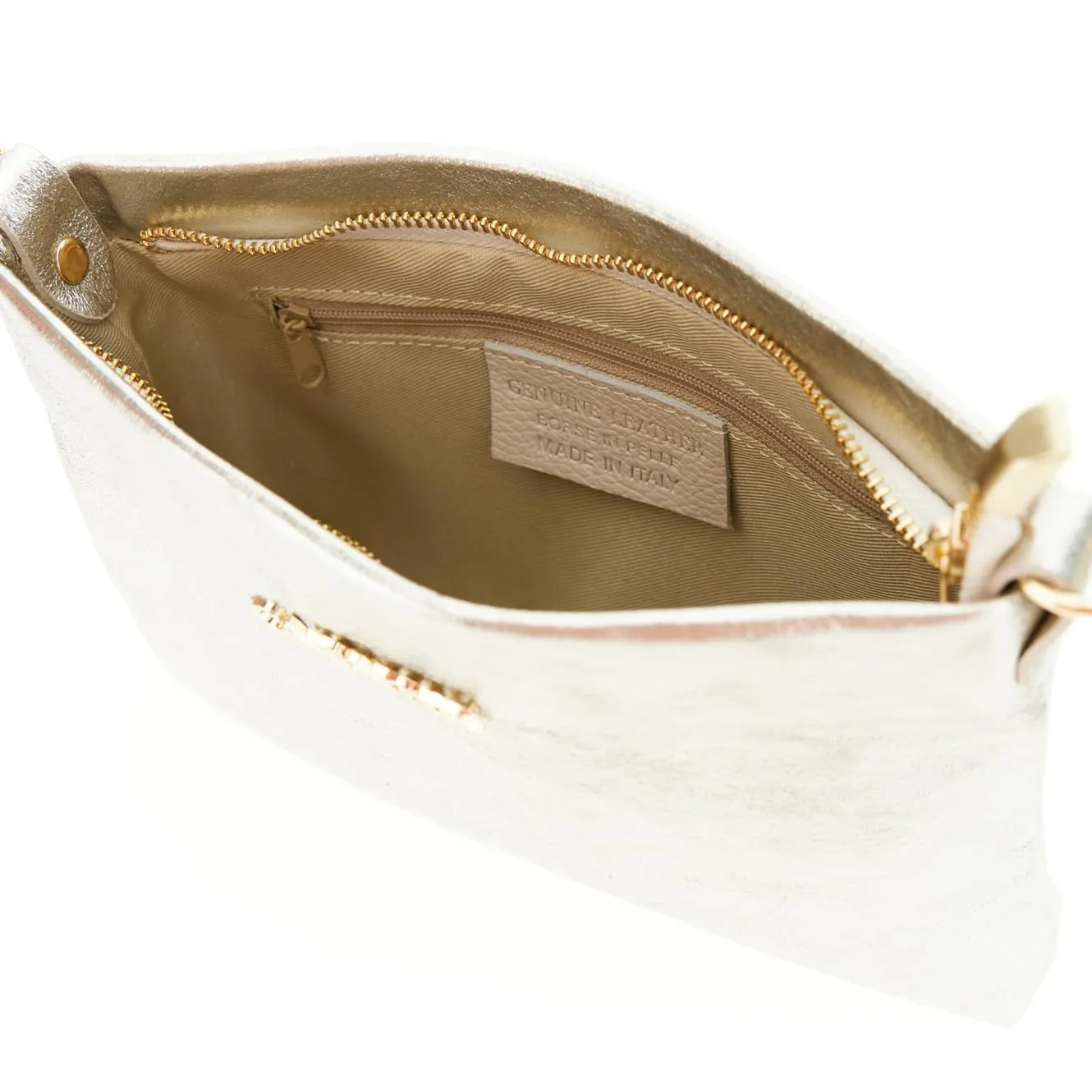 CafèNoir Pochette Pelle Metallizzata Catena Donna Oro