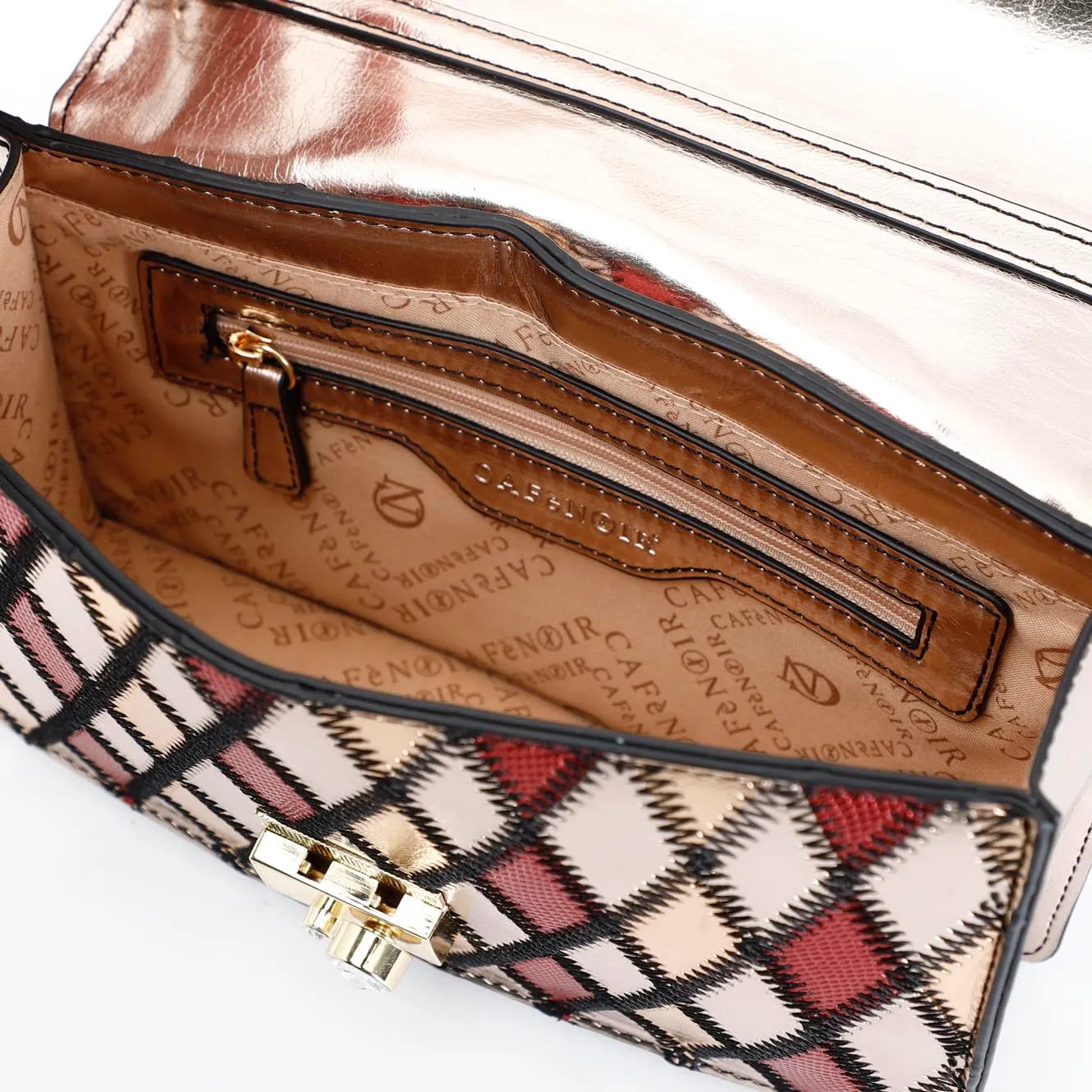 CafèNoir Pochette Rombi Patchwork Multicolor con Strass