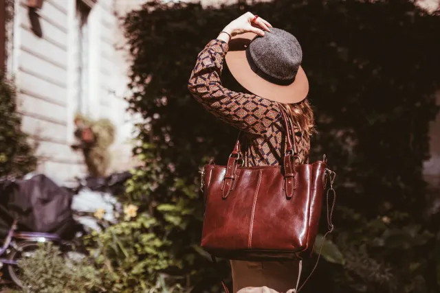 Aigin Milano Tote borsa marrone scuro tracolla rimovibile