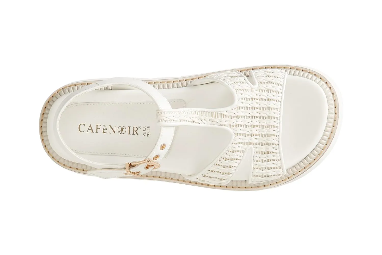CafèNoir Sandali a T Donna Intreccio Bianchi Zeppa 2,9 cm