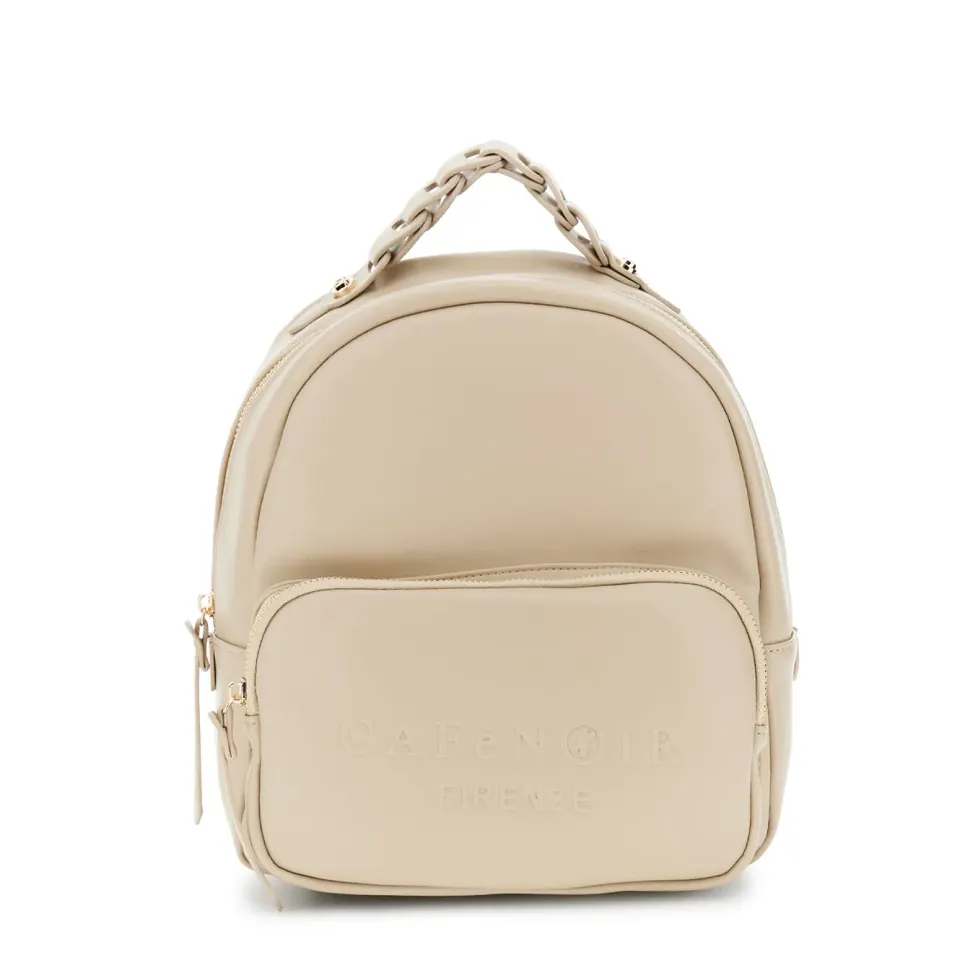 CafèNoir Logo Ad Alta Frequenza Zaino Donna Beige con Zip