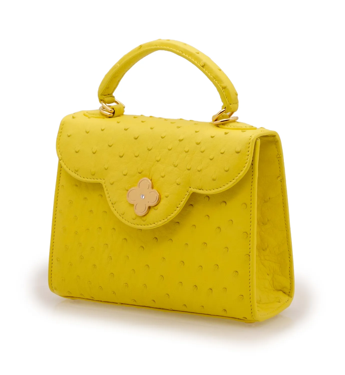 Cardinal Milano First Lady Small borsa struzzo gialla tracolla