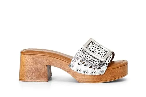 CafèNoir Ciabatta Traforata Argento Sandalo Tacco 39