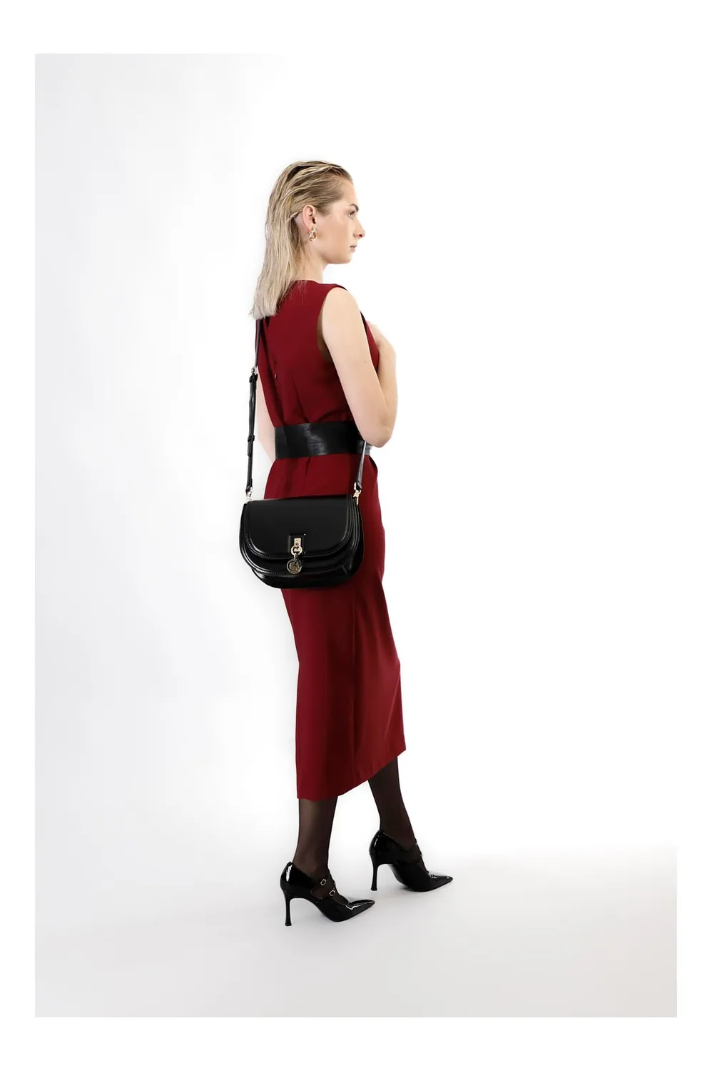 CafèNoir Pattina Abrasivato Borsa a Spalla Nera Charm