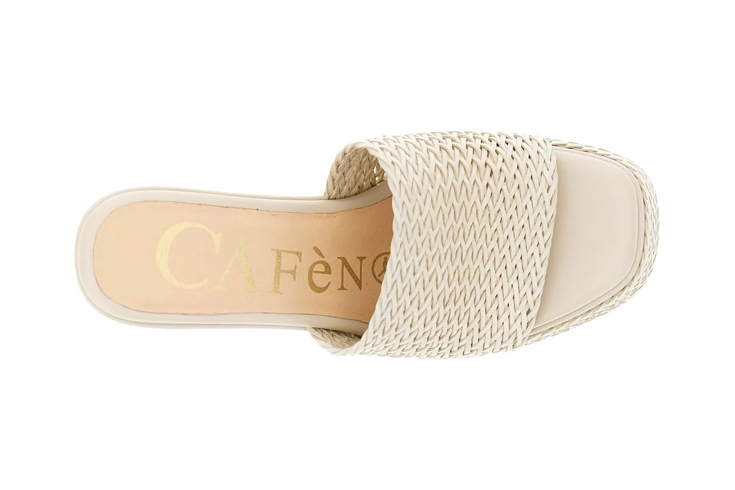 CafèNoir Sandalo Ciabatta Zeppa Beige 36 Intrecciato