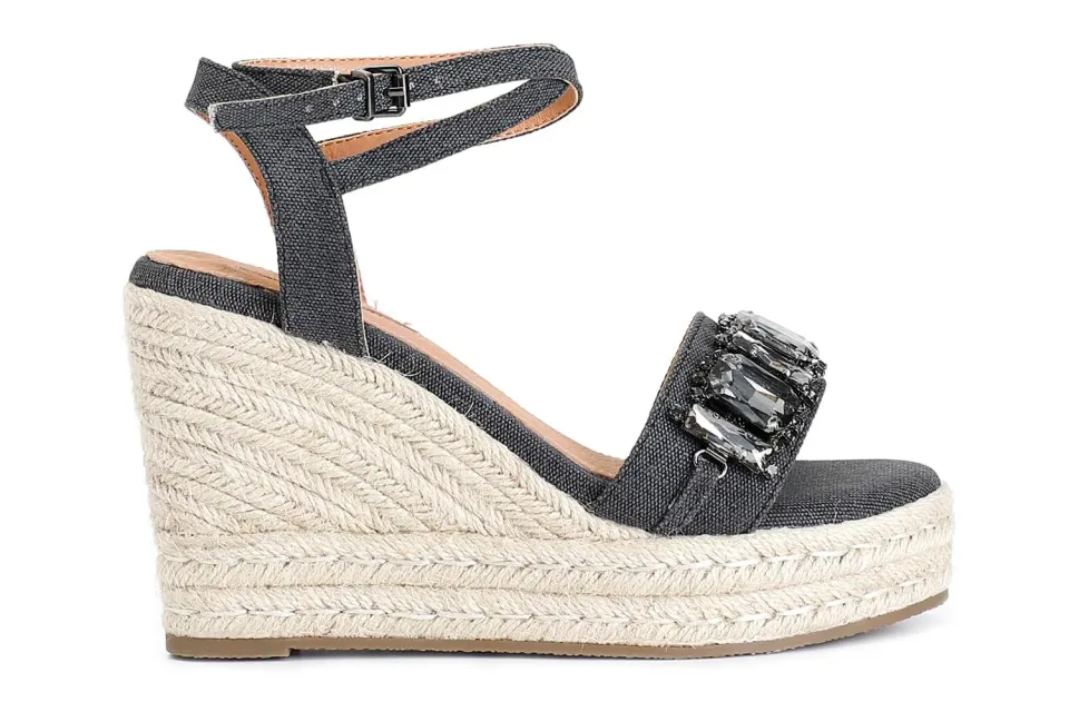 CafèNoir sandali donna canvas zeppa corda