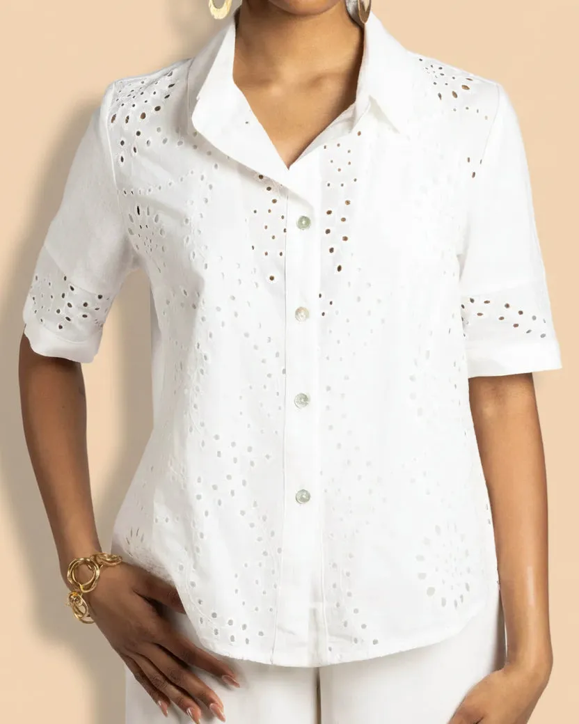 Figus Amalfi camicia sangallo bianco lino
