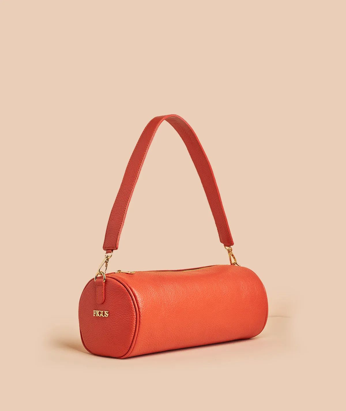 Figus Cilindro borsa pelle martellata arancione tracolla