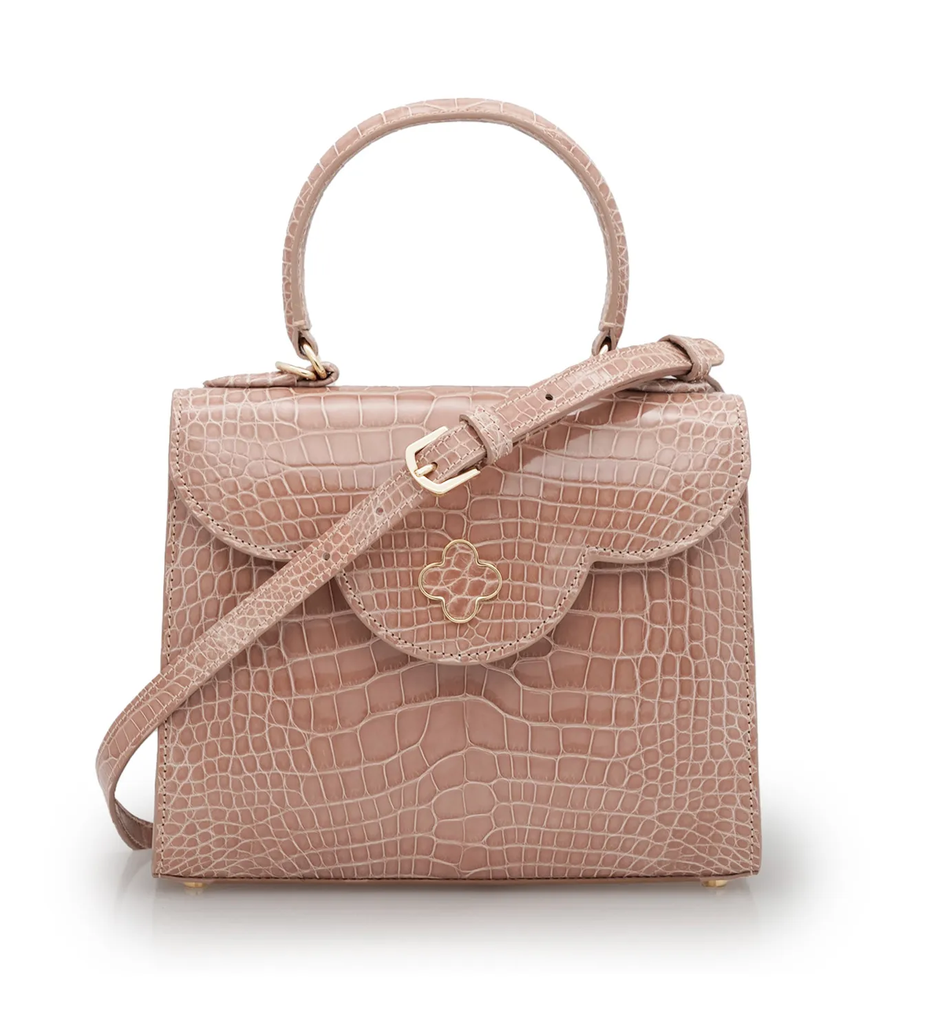 Cardinal Milano First Lady Borsa Mano Alligatore Rosa Tea