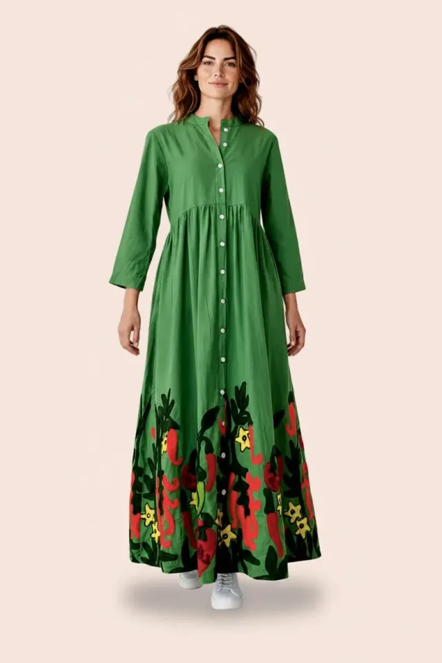 Figus Peperoncini abito cotone verde rosso M