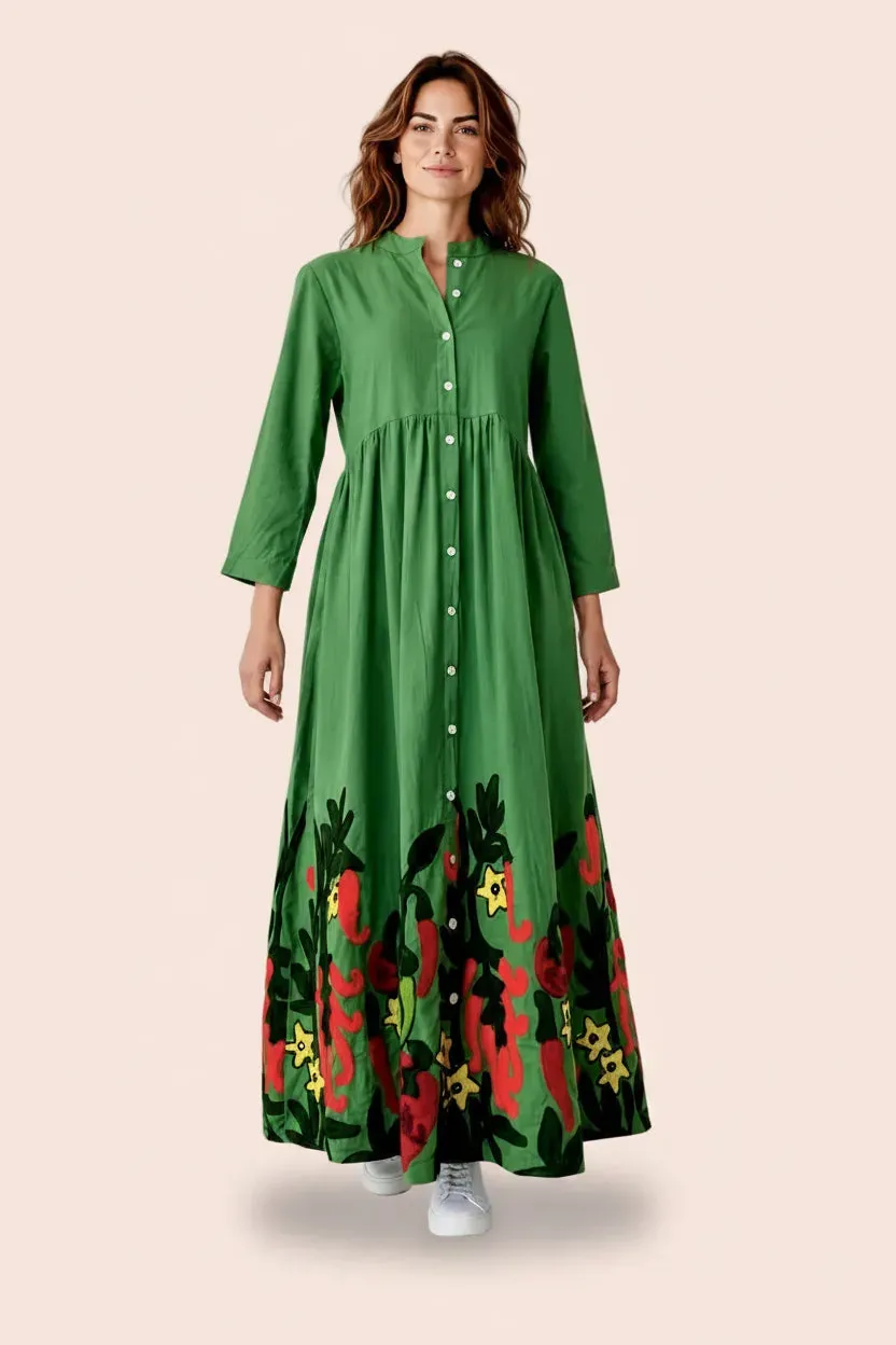 Figus Peperoncini abito cotone verde rosso M