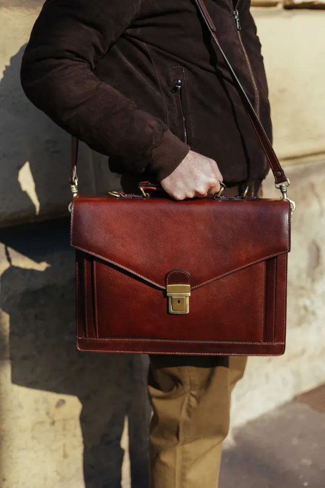 Aigin Milano cartella pelle uomo nera porta laptop