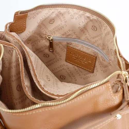 CafèNoir Borsa a Spalla Pelle Dollaro Cuoio 3 Scomparti