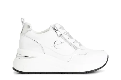CafèNoir Sneakers Running Donna Pelle Bianca Zip