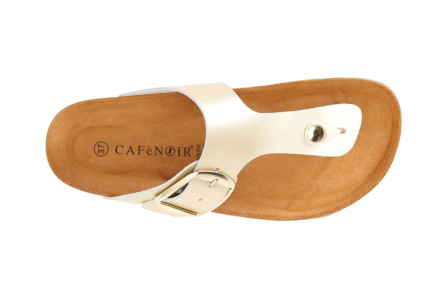 CafèNoir Infradito Fibbia Fussbett Pelle Platino Nero