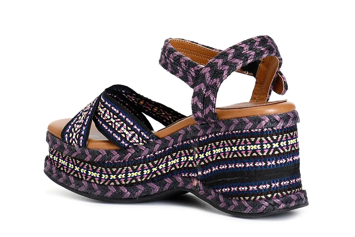 CafèNoir Sandali Zeppa Tessuto Donna Nero Rosa 39