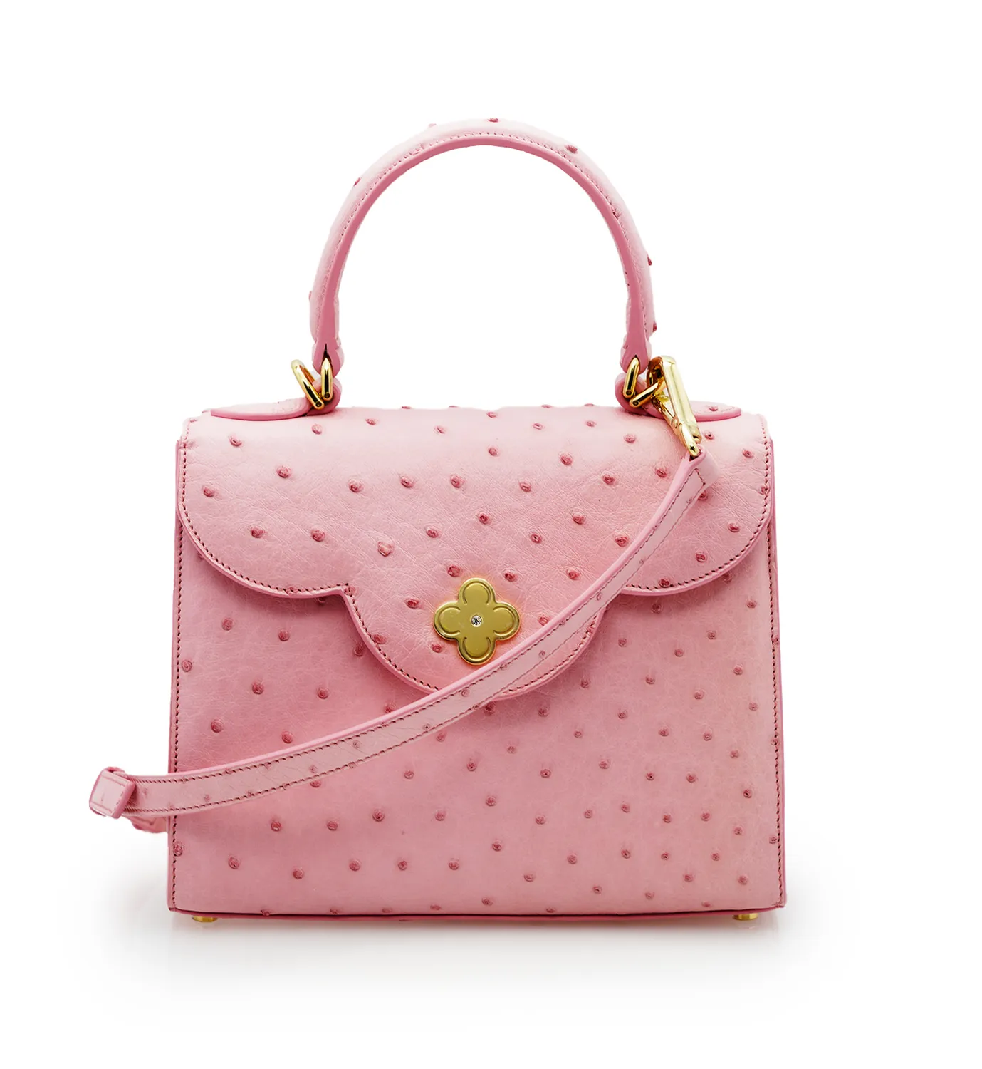 Cardinal Milano First Lady Pink Ostrich Borsa a Mano Rosa Struzzo
