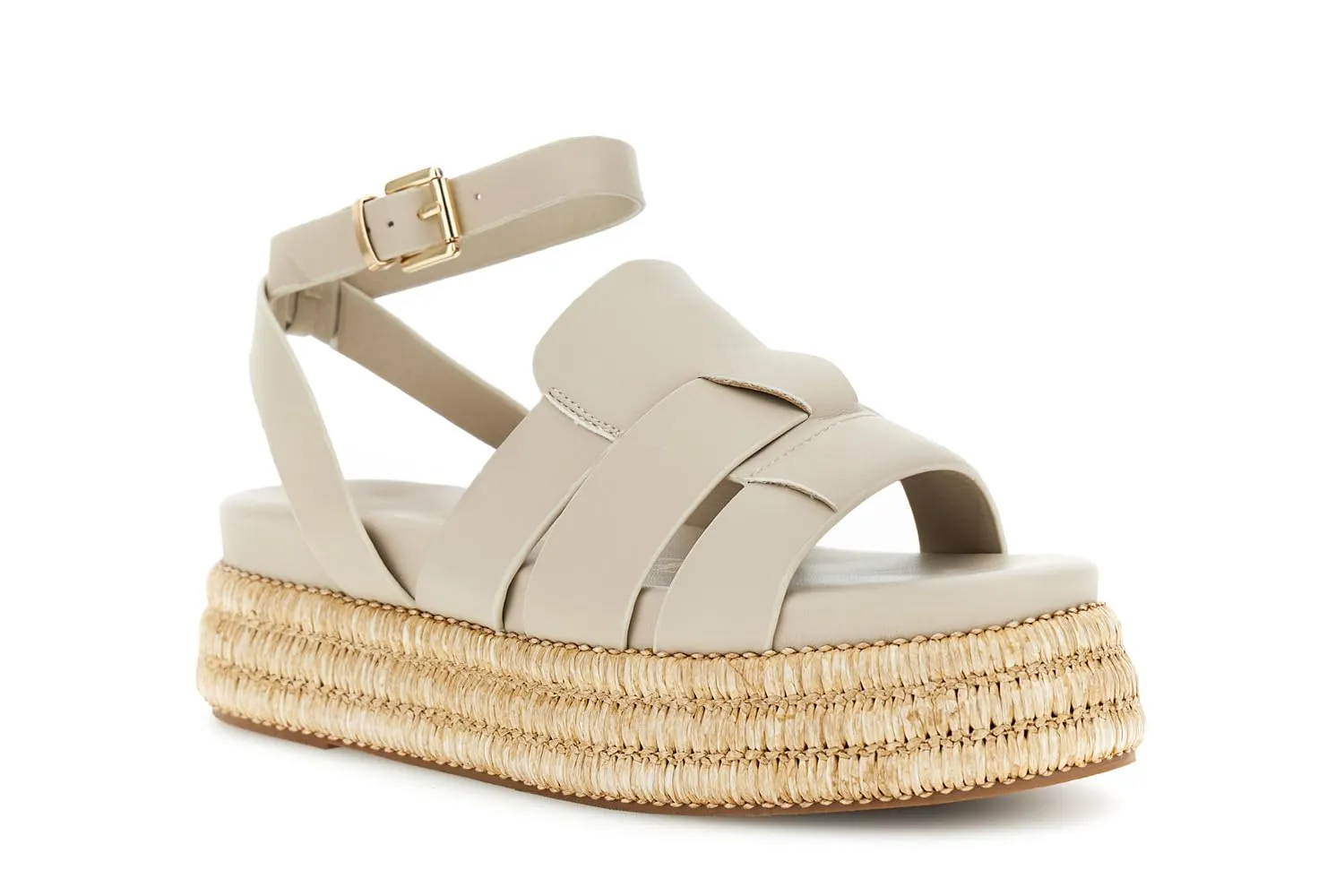 CafèNoir Sandalo Donna Zeppa Rafia 38 EU Beige