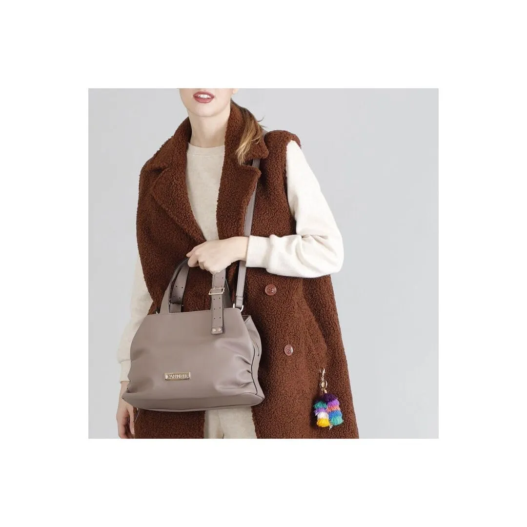 CafèNoir Bauletto M005 manico fibbia borsa taupe