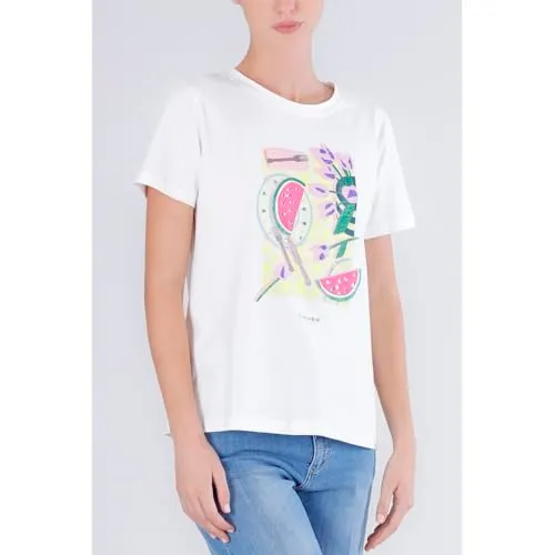 CafèNoir T-Shirt Multifrutti Maglia Cotone Off White M