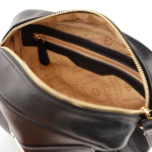 CafèNoir Tracolla Grana Grossa Borsa Nera Zip Frontale