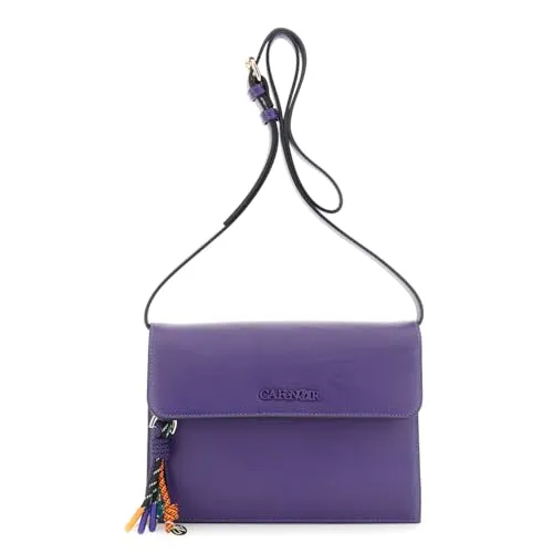 CafèNoir Saffiano tracolla viola charms multicolore