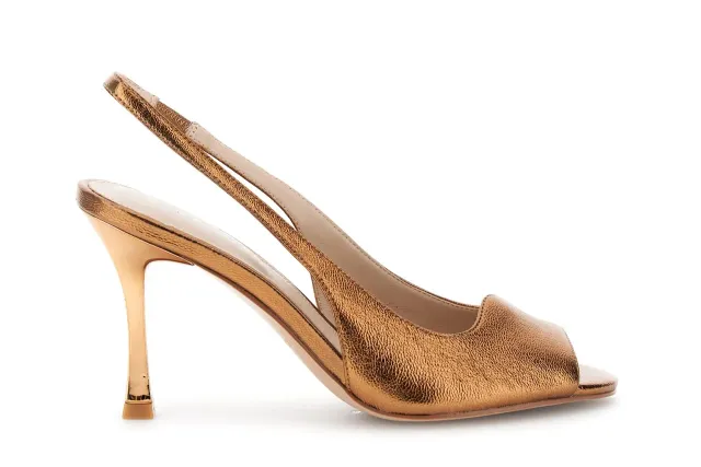 CafèNoir Slingback Pelle Laminata Bronzo 8,5 cm