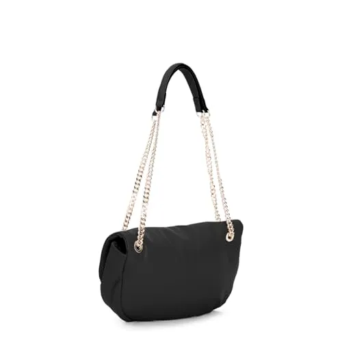 CafèNoir Puffy Borsa a Spalla Nera Logo Metallo