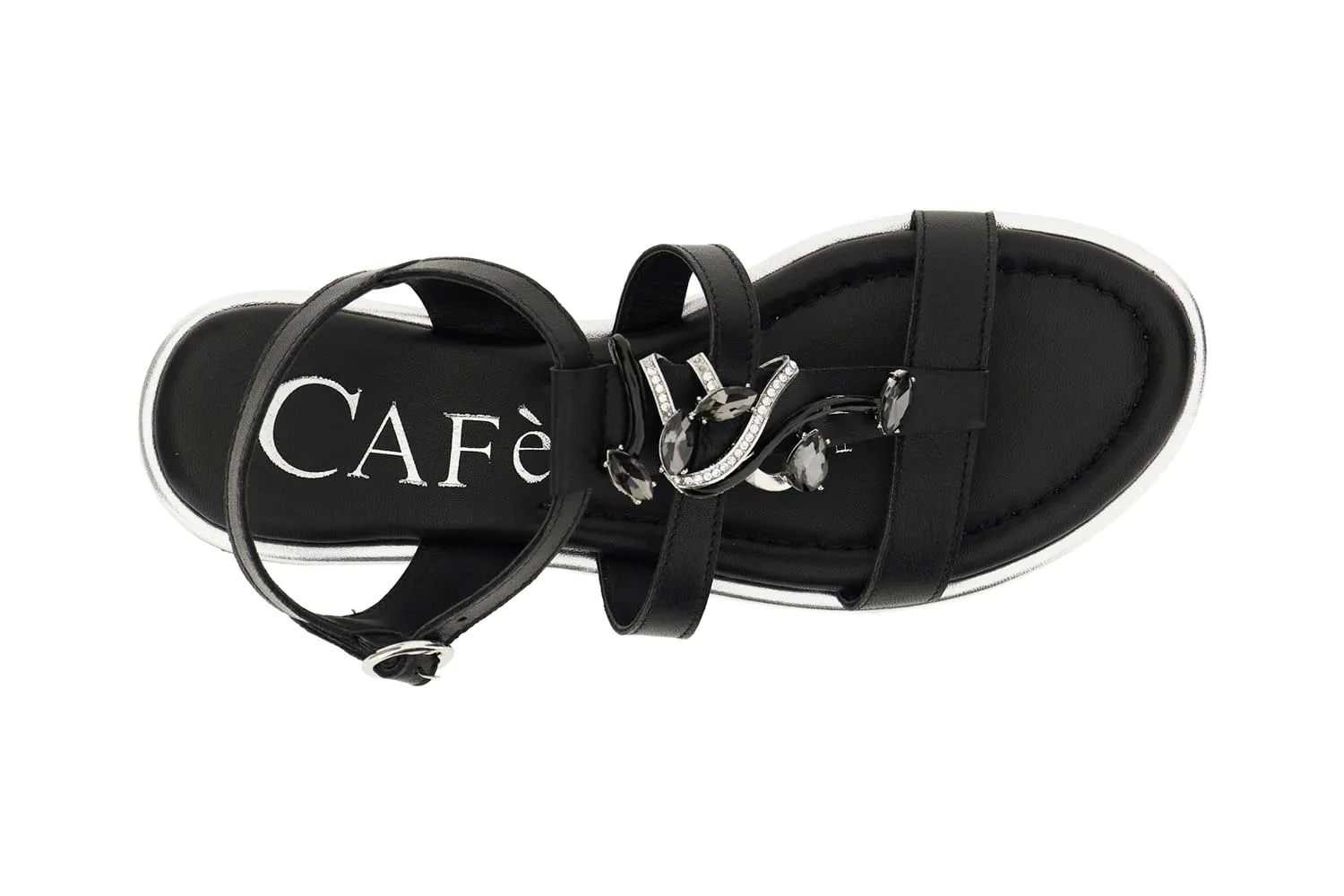CafèNoir Sandalo a T Pelle Nero Gioiello 36 EU