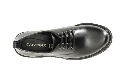 CafèNoir Derby Donna in Pelle Nera Tacco 55mm Carrarmato