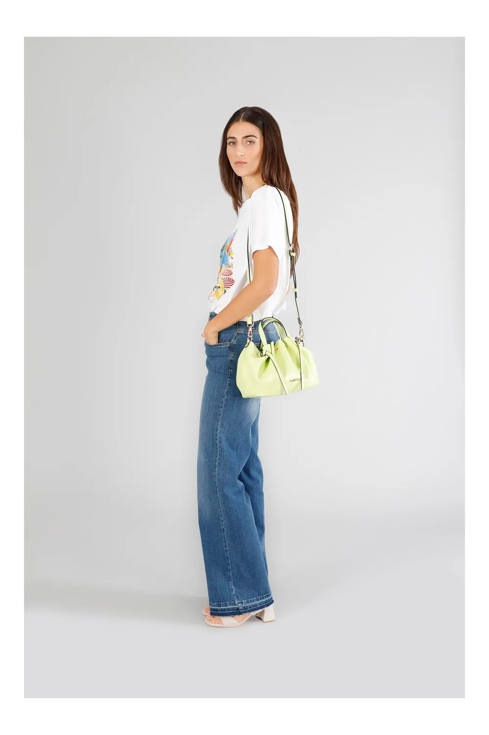 CafèNoir Mini Tote Morbida Verde con Pochette Interna