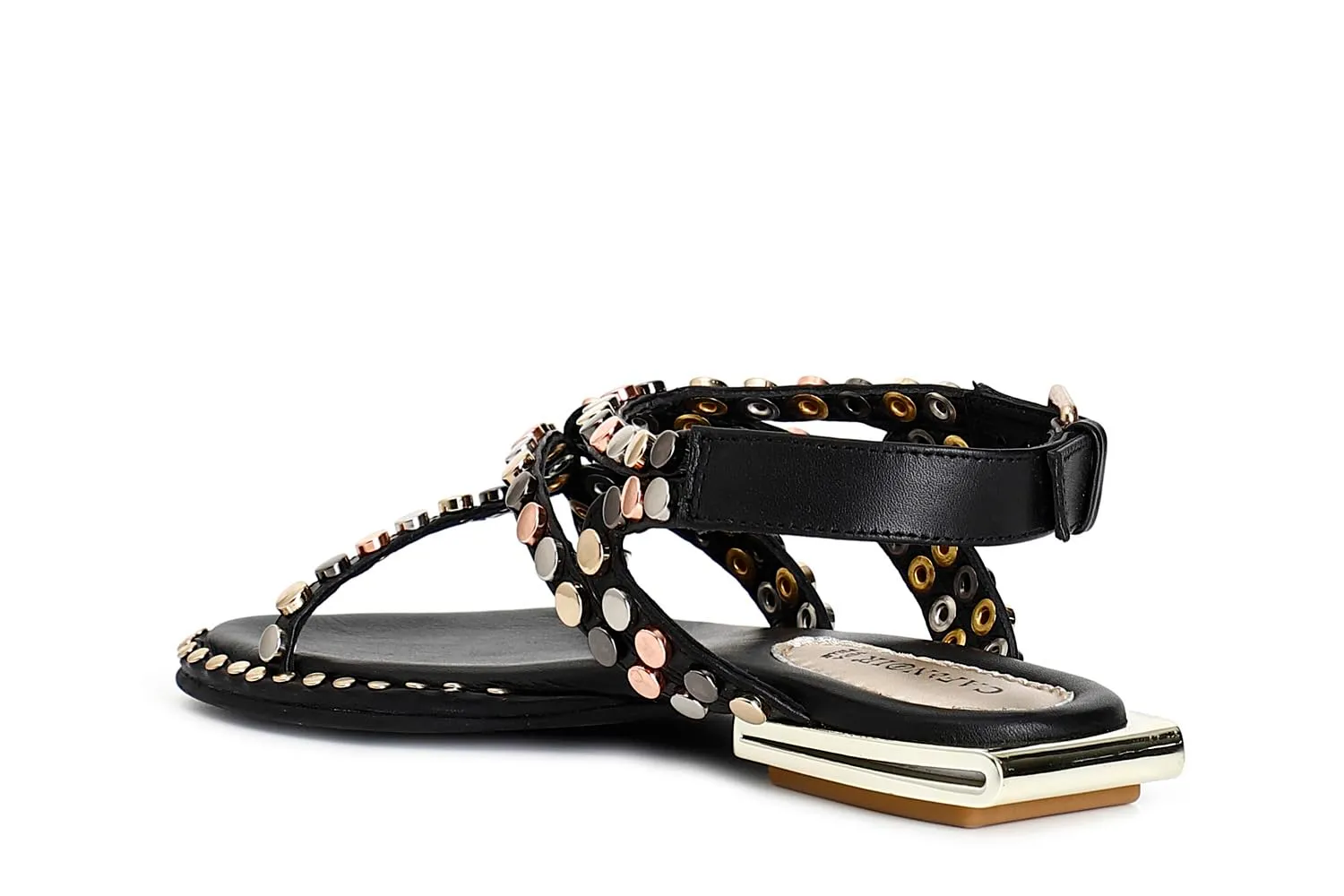 CafèNoir sandali pelle borchie multicolor bassi