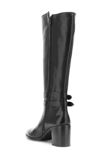 CafèNoir Stivali Donna Pelle Neri Fibbie Zip Tacco 7,3
