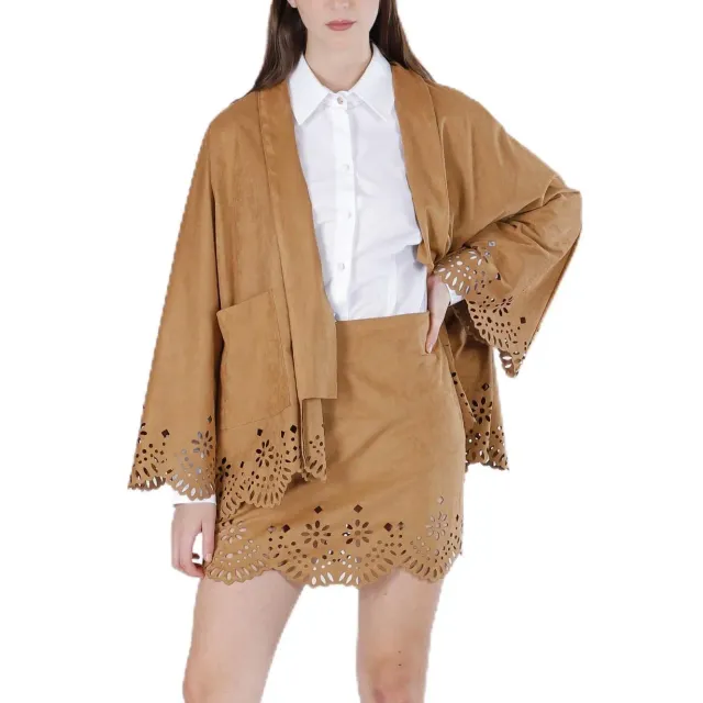 CafèNoir Kimono Orlo Laserato ecosuede fluido