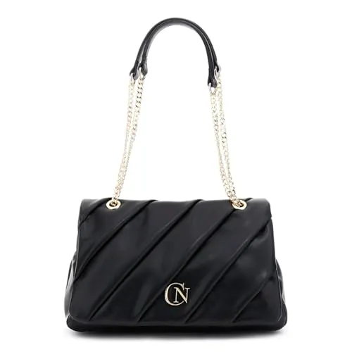 CafèNoir Borsa Spalla Nera Plissé Catena Pattina