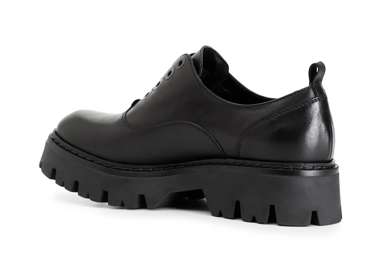 CafèNoir derby donna pelle nera allacciata