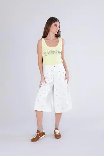 CafèNoir Jorts Bull Denim Strass Pantaloni 42 Off White