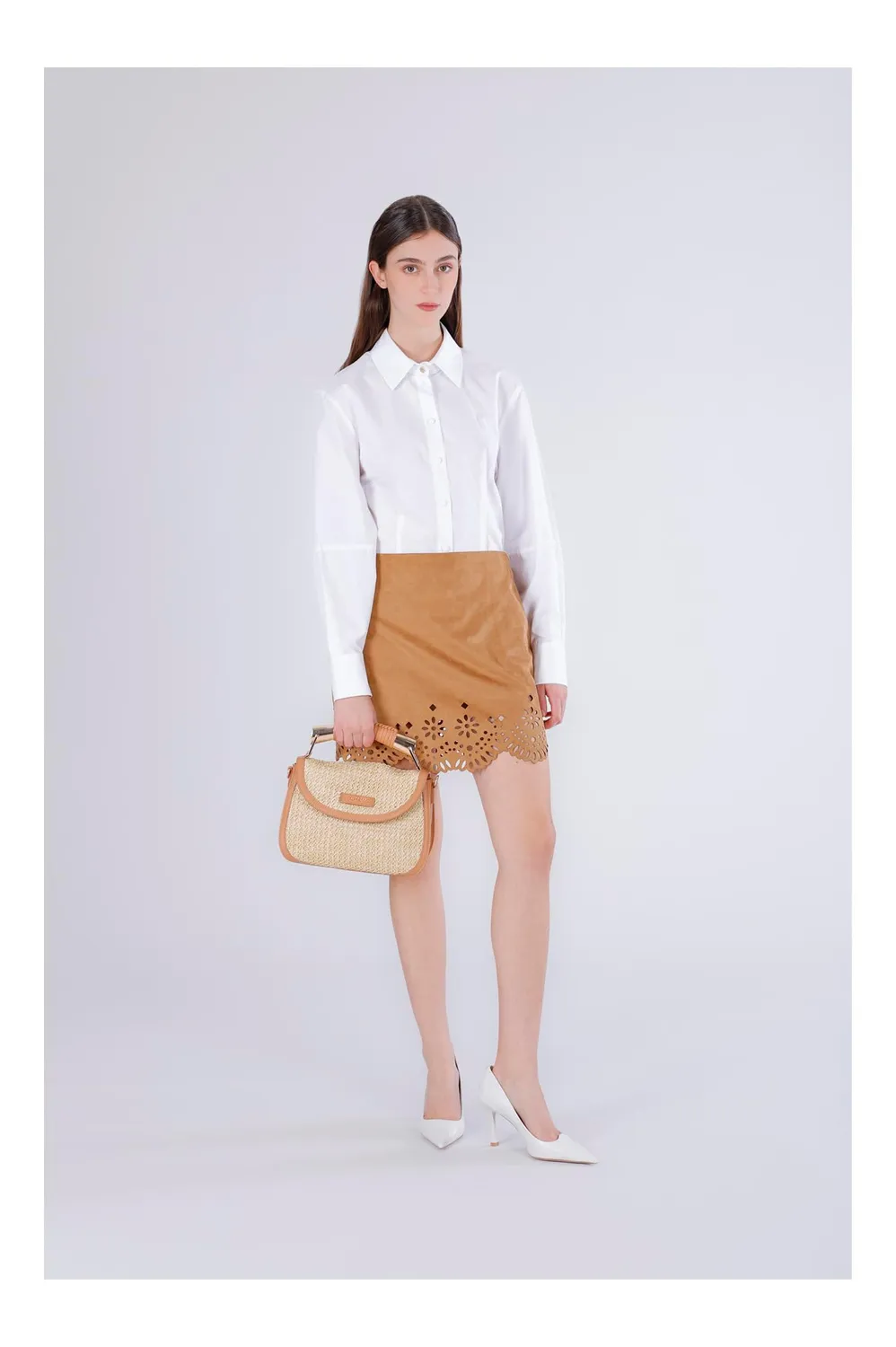 CafèNoir Borsa a mano donna raffia naturale pattina