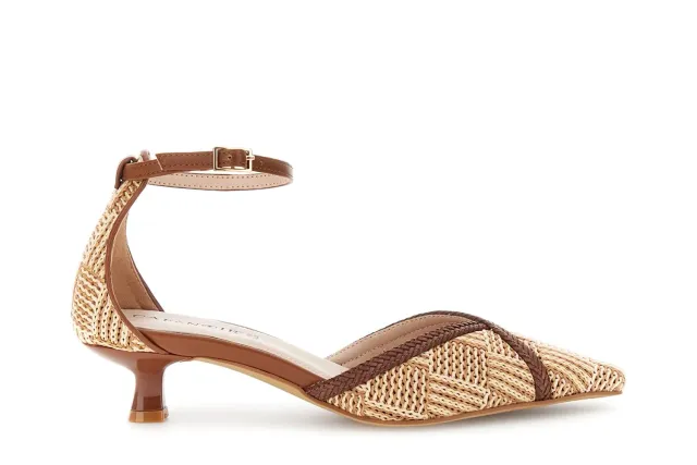 CafèNoir Décolleté Beige Rafia Tacco 4,5 cm 39