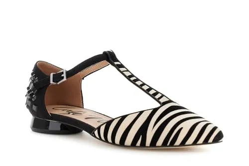 CafèNoir Ballerine Camoscio Zebra Strass Nero Beige
