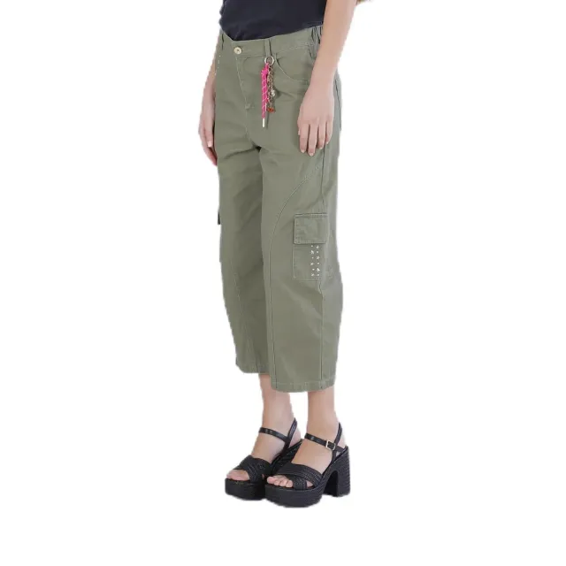 CafèNoir Pantaloni Cargo Borchie Cotone Militare 38