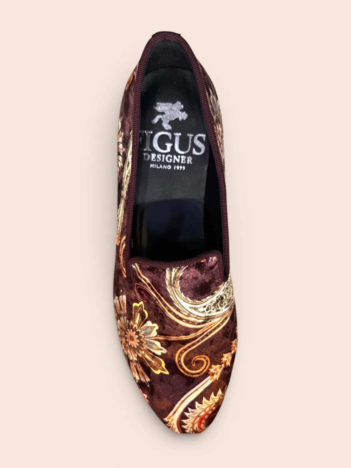 Figus Sleeper Velluto Damasco scarpe marrone damascate