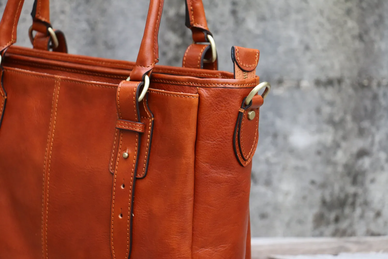 Aigin Milano Tote borsa marrone scuro tracolla rimovibile