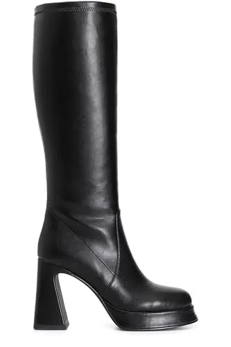 CafèNoir Stivali Donna Similpelle Nero Stretch Tacco 95