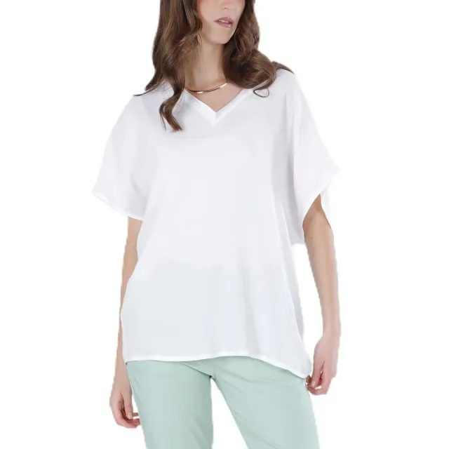 CafèNoir Blusa Kimono Raso Marocain Bianca