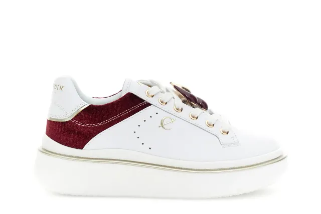 CafèNoir Sneaker Pelle Velluto Scarpe Donna 39 Bianco Bordeaux